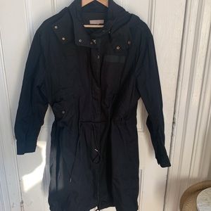 H&M black canvas parka with button in quilting